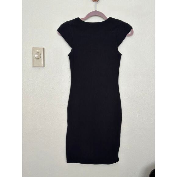 BB Dakota Small Sips Tee Body-con Mini Dress Cap Sleeve Black Ribbed - Picture 6 of 8